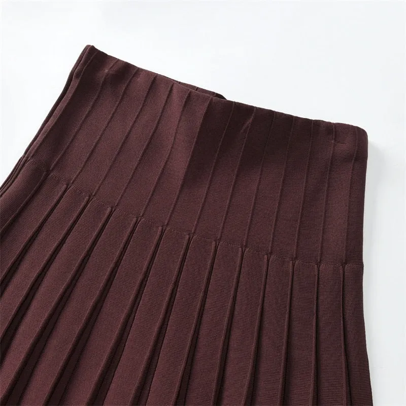 Y2K Classic Pleated High Waist Knitted Skirt